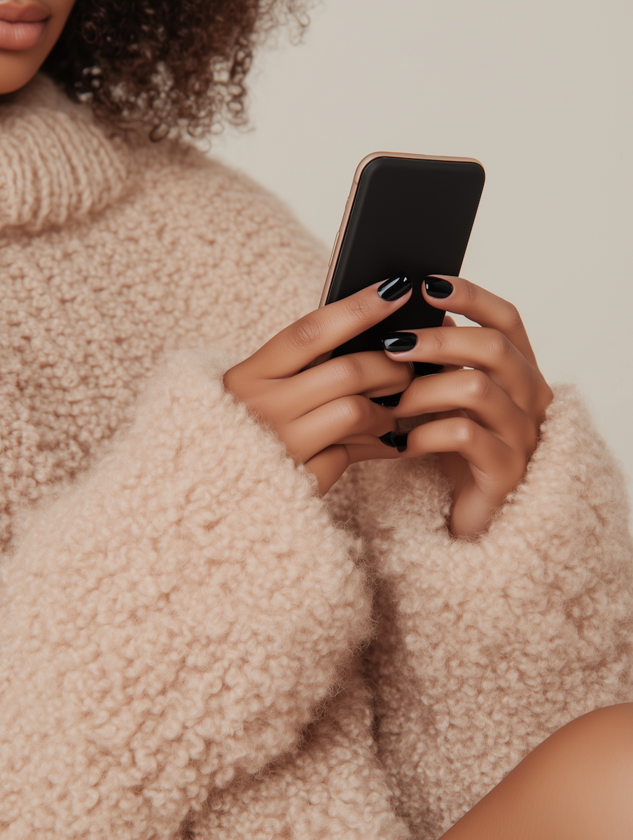 Customer holding a phone